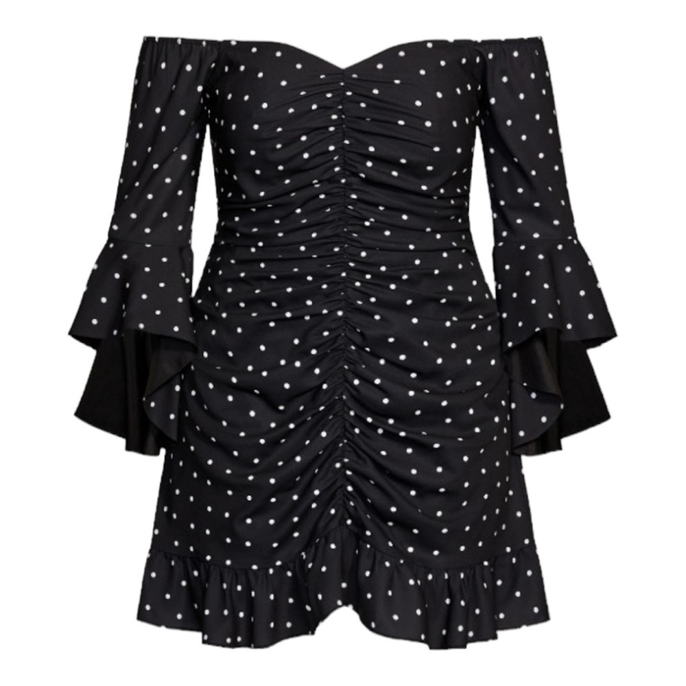 City Chic Aria Spot Off the Shoulder Minidress in Size Large(20)